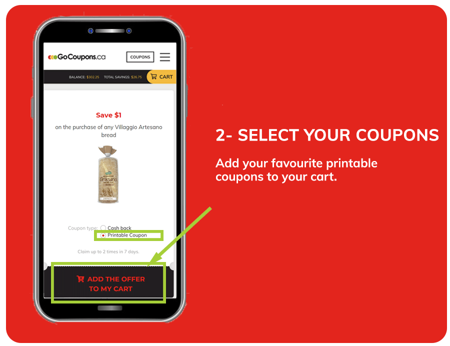2-Select your coupons