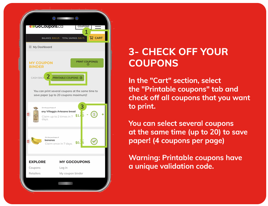3-Check off your coupons